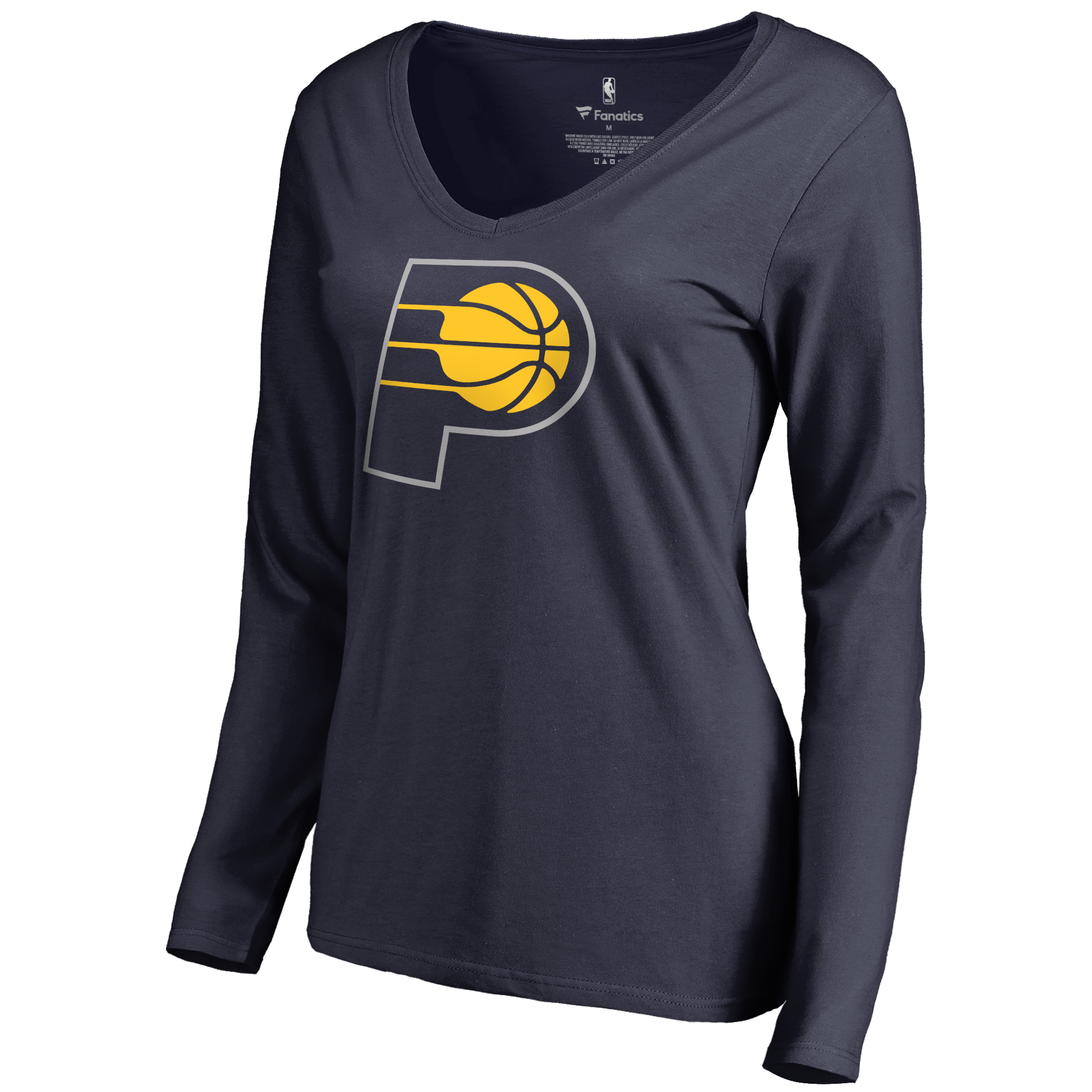 Women's Navy Indiana Pacers Primary Logo V-Neck Long Sleeve T-Shirt - Image 6
