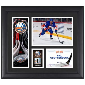 Cal Clutterbuck New York Islanders Framed 15" x 17" Player Collage with a Piece of Game-Used Puck