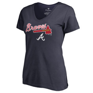 Women's Navy Atlanta Braves Team Lockup T-Shirt