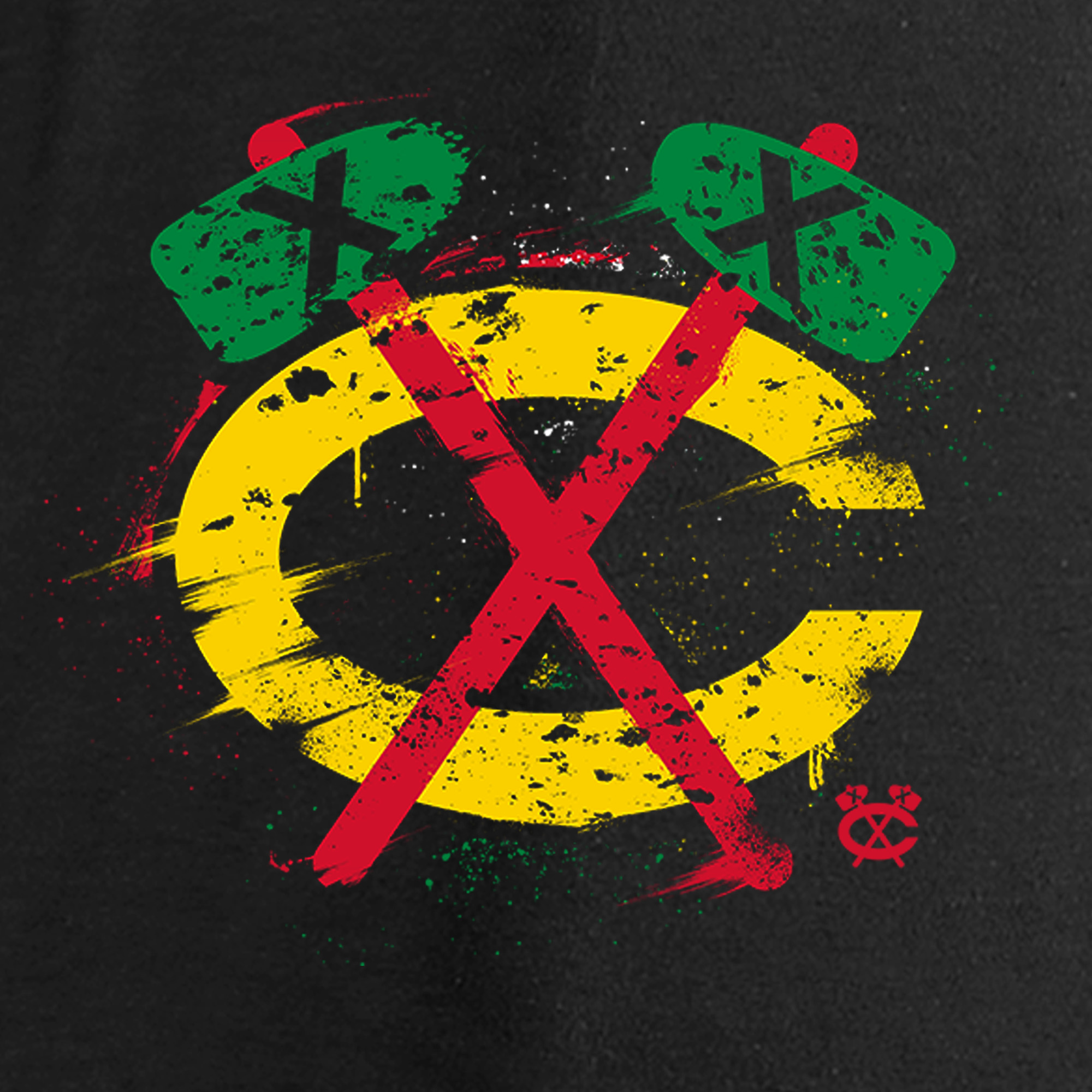 Women's Black Chicago Blackhawks Splatter Logo V-Neck Long Sleeve T-Shirt - Image 8