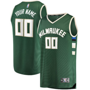 Men's Fanatics Hunter Green Milwaukee Bucks Fast Break Custom Replica Jersey - Icon Edition