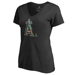 Women's Black Los Angeles Angels Lovely V-Neck T-Shirt