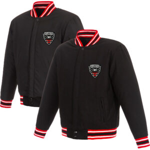 Men's JH Design Black D.C. United Full-Snap Wool Reversible Jacket