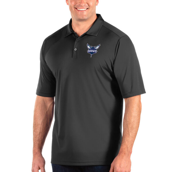 Men's Antigua Charcoal Charlotte Hornets Big & Tall Tribute Polo