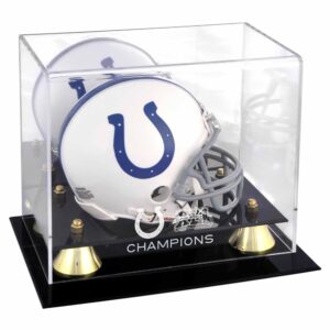 Indianapolis Colts Super Bowl XLI Champions Golden Classic Mini Helmet Logo Display Case