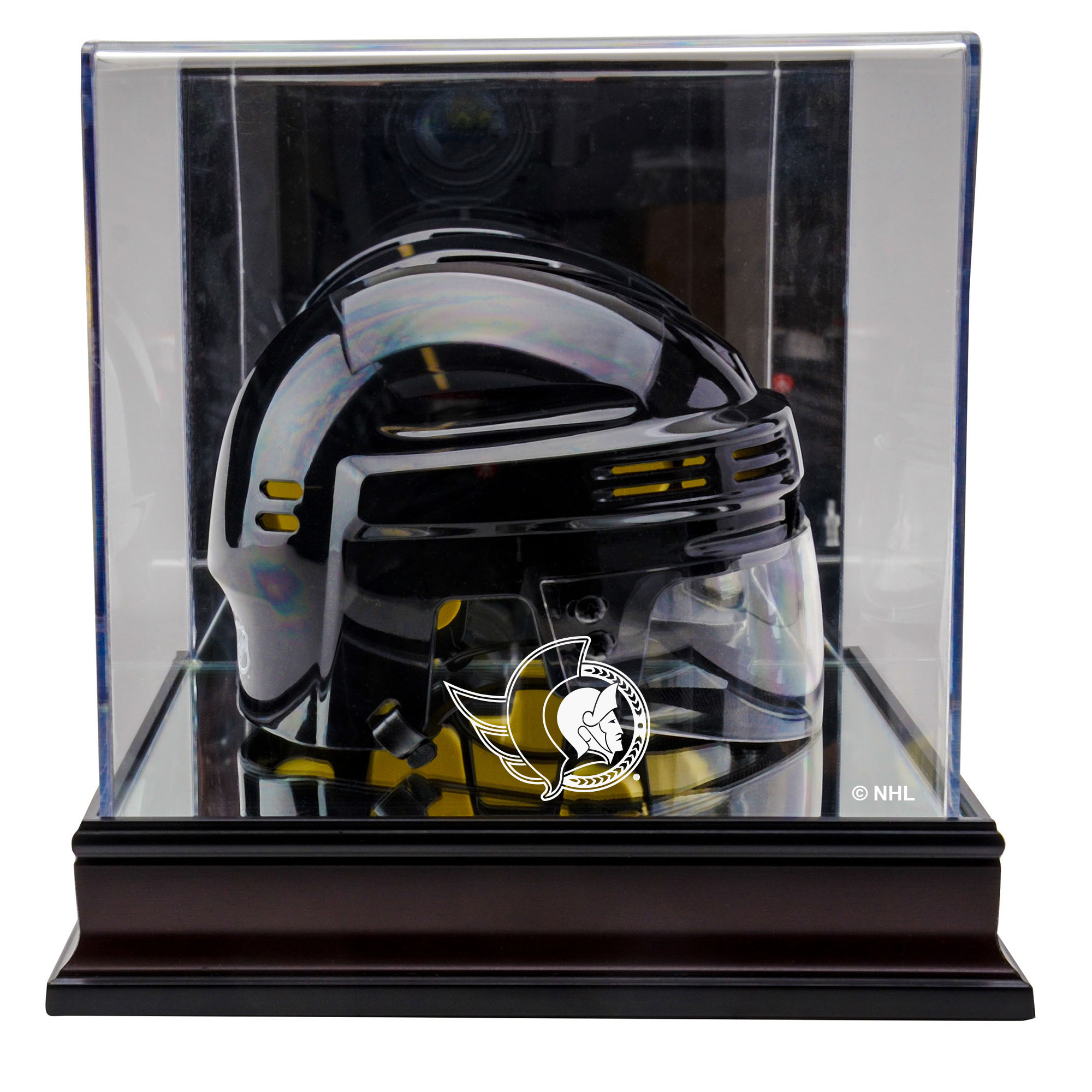Ottawa Senators (2020-Present) Mahogany Logo Mini Helmet Display Case