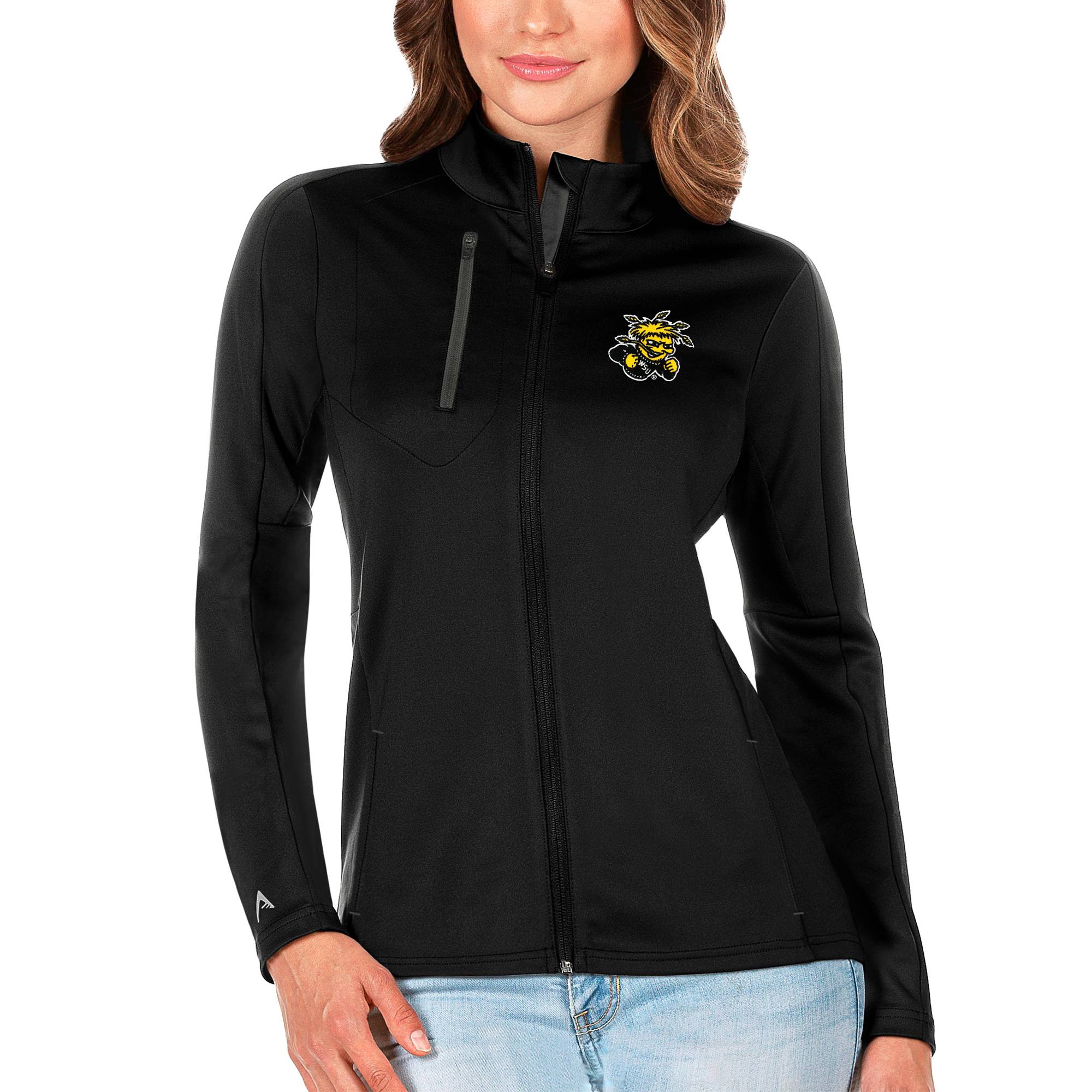 Women's Antigua Black/Graphite Wichita State Shockers Generation Full-Zip Jacket