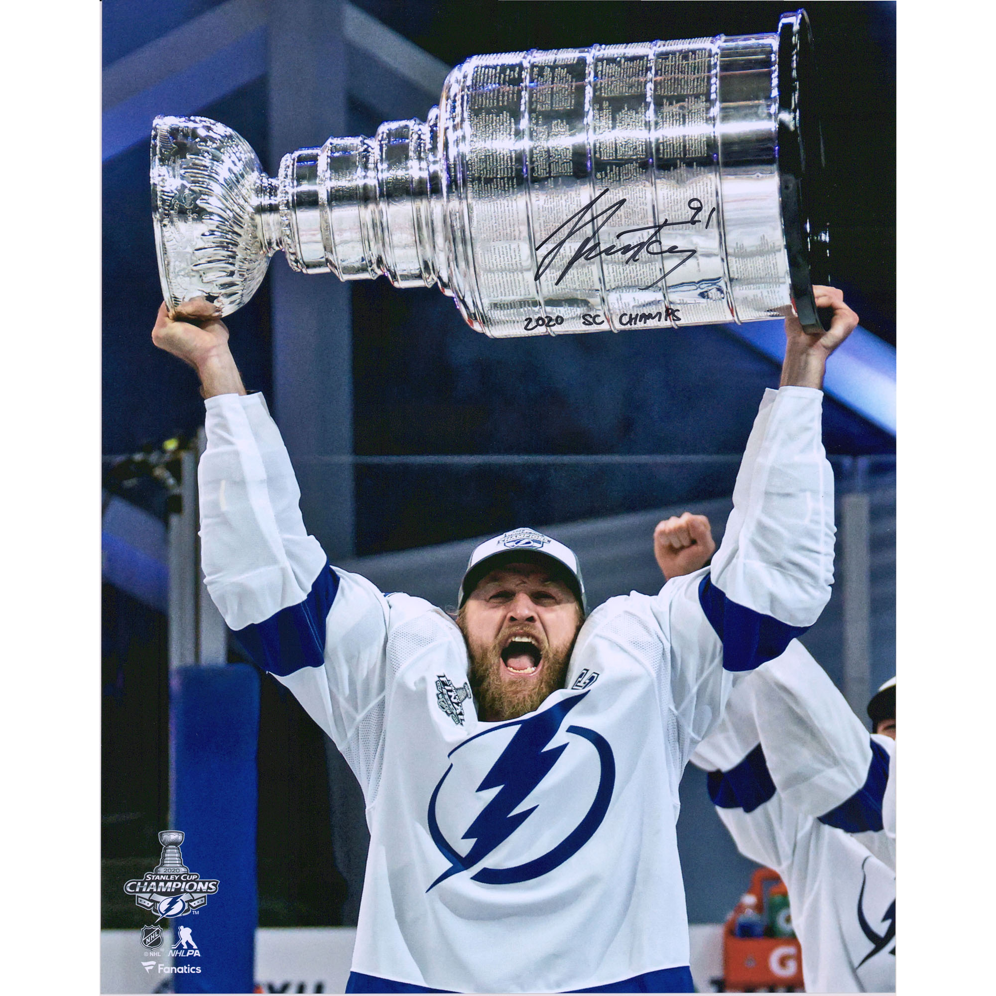 Steven Stamkos Tampa Bay Lightning Autographed 16" x 20" 2020 Stanley Cup Champions Raising Cup Photograph with "2020 SC Champs" Inscription