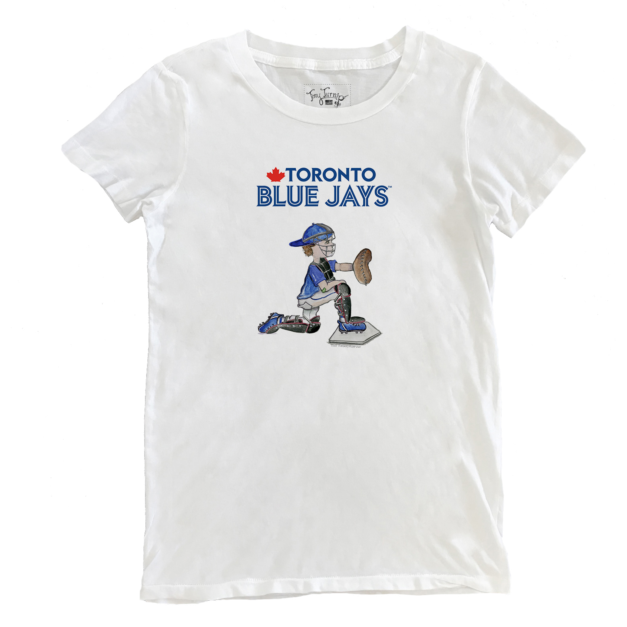 Women's Tiny Turnip White Toronto Blue Jays Caleb the Catcher T-Shirt