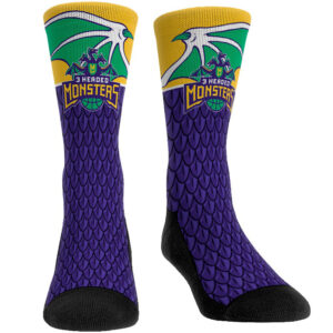 Men's Rock Em Socks 3 Headed Monsters Hook Crew Socks