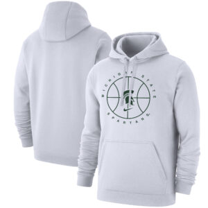 Men's Nike White Michigan State Spartans Basketball Icon Club Fleece Pullover Hoodie