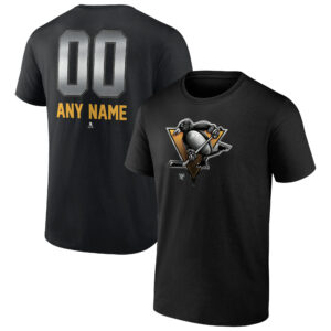 Men's Black Pittsburgh Penguins Personalized Midnight Mascot Logo T-Shirt