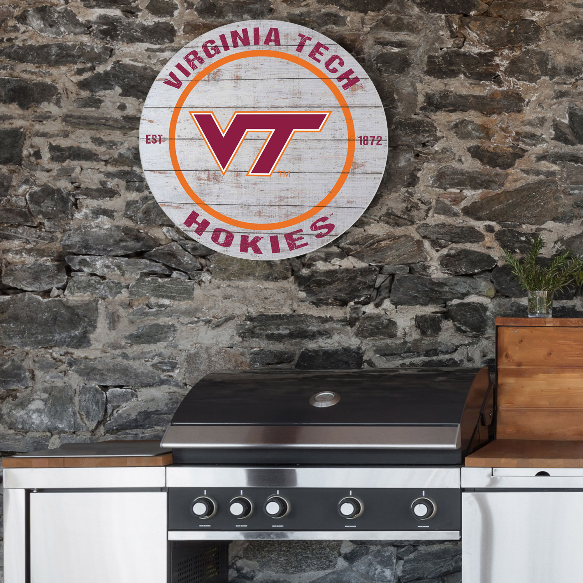 Virginia Tech Hokies 20'' x 20'' Indoor/Outdoor Weathered Circle Sign - Image 3