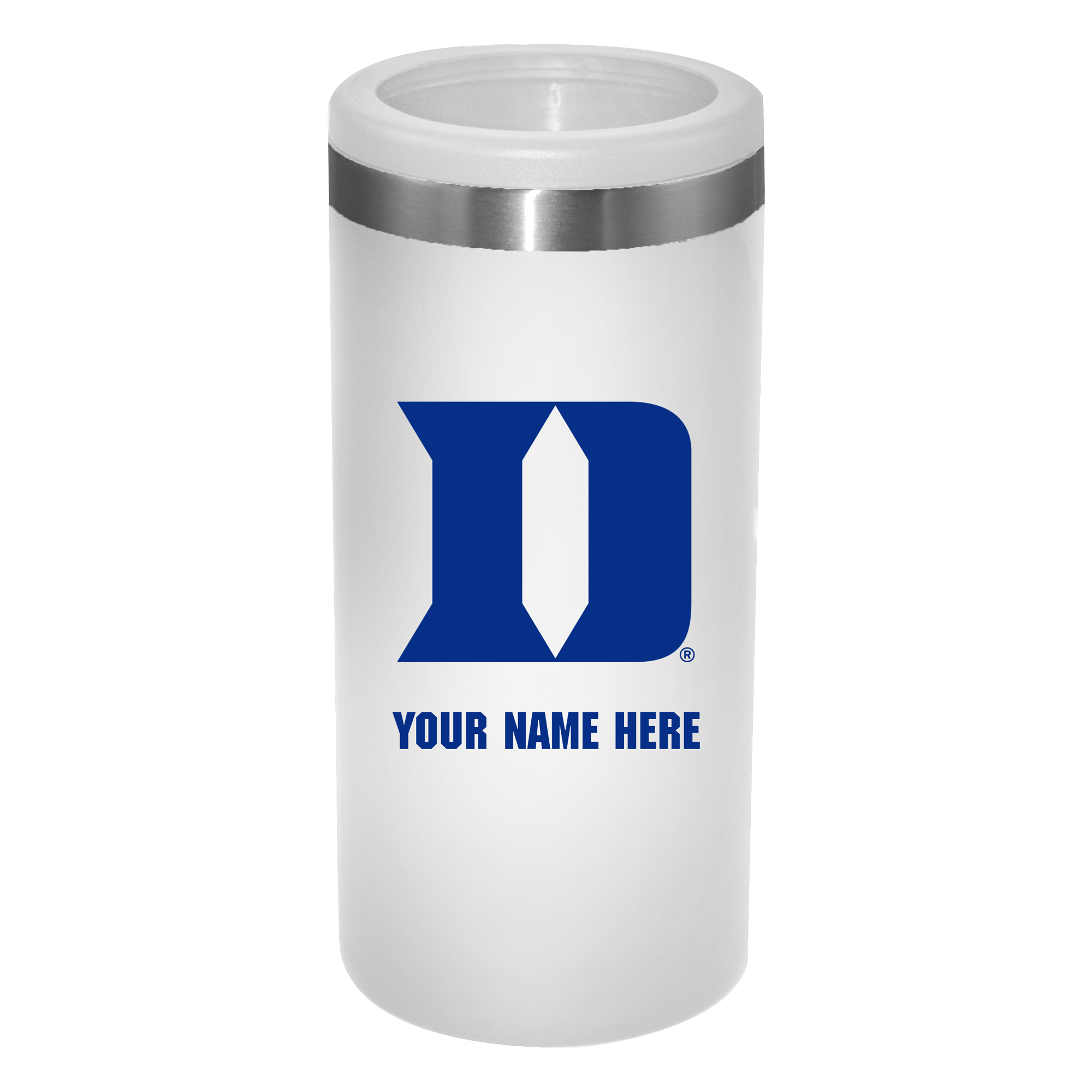 White Duke Blue Devils 12oz. Personalized Slim Can Holder