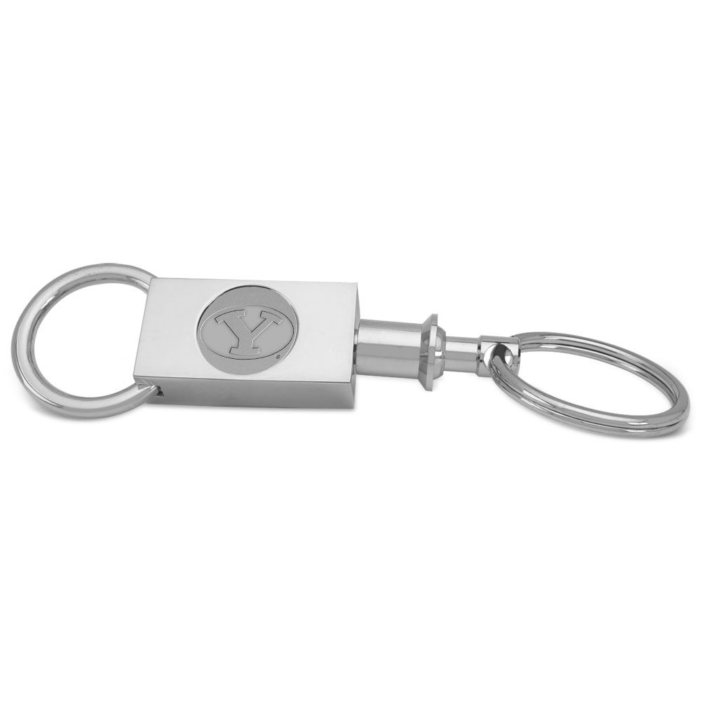 Silver BYU Cougars Team Logo Two-Section Key Ring