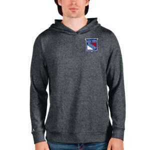 Men's Antigua Heathered Charcoal New York Rangers Team Absolute Pullover Hoodie