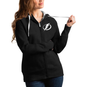 Women's Antigua Black Tampa Bay Lightning Victory Full-Zip Hoodie
