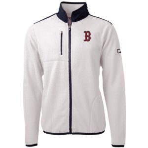 Men's Cutter & Buck White Boston Red Sox Big & Tall Cascade Eco Sherpa Fleece Full-Zip Jacket