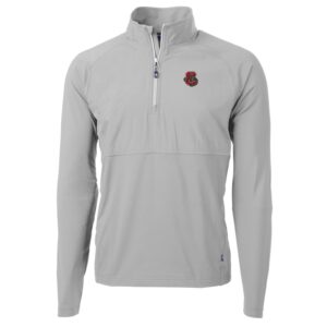 Men's Cutter & Buck Silver Cornell Big Red Adapt Eco Knit Hybrid Recycled Quarter-Zip Pullover Top