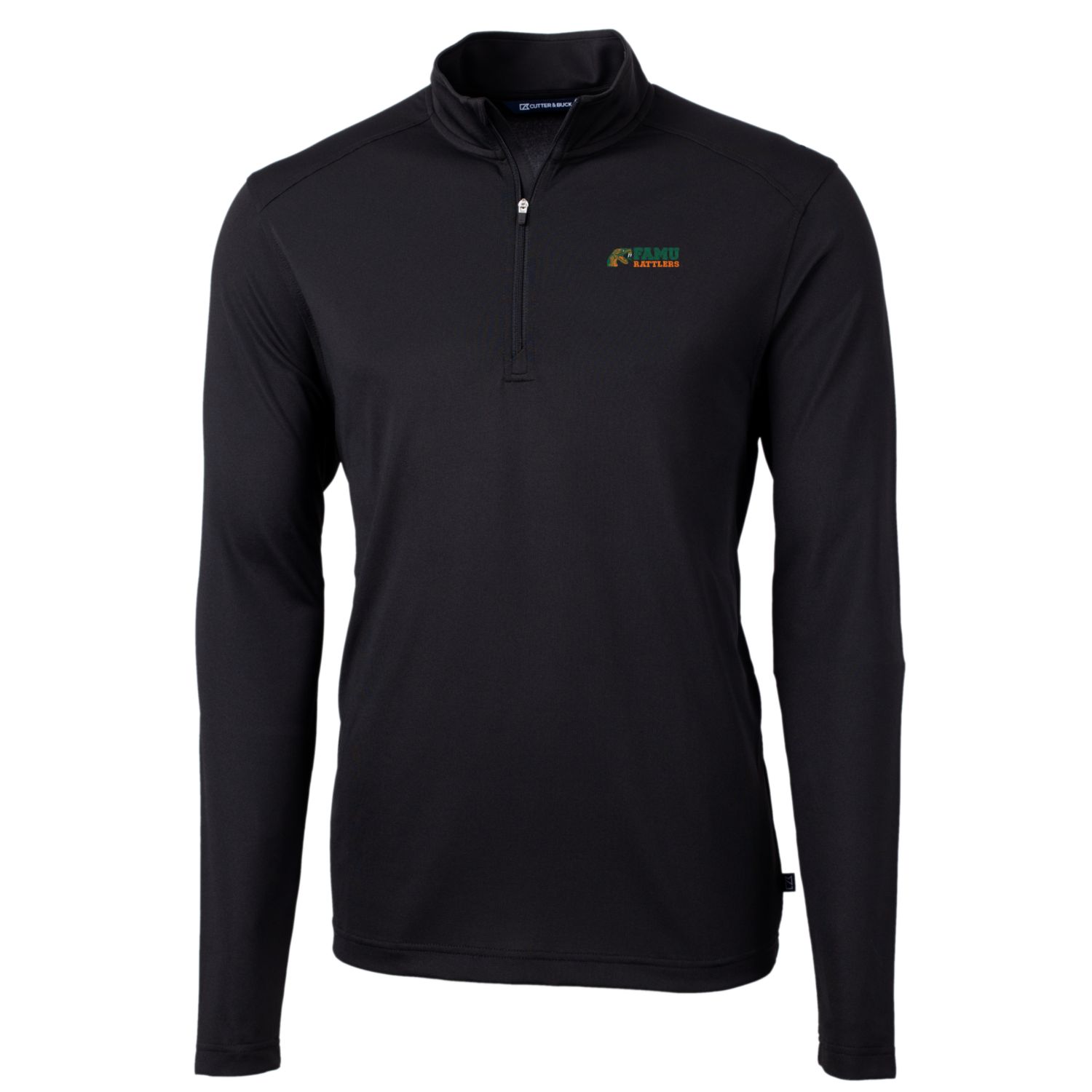 Men's Cutter & Buck Black Florida A&M Rattlers Big & Tall Virtue Eco Pique Recycled Quarter-Zip Pullover Top - Image 3