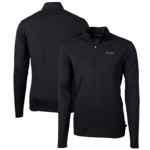 Men's Cutter & Buck Black Florida A&M Rattlers Big & Tall Virtue Eco Pique Recycled Quarter-Zip Pullover Top