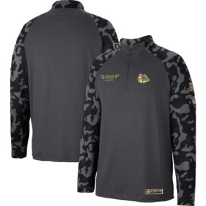 Men's Colosseum Charcoal Gonzaga Bulldogs OHT Military Appreciation Long Range Raglan Quarter-Zip Jacket
