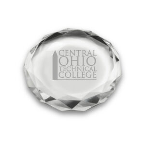 Central Ohio Technical College 3'' Optic Crystal Faceted Paperweight