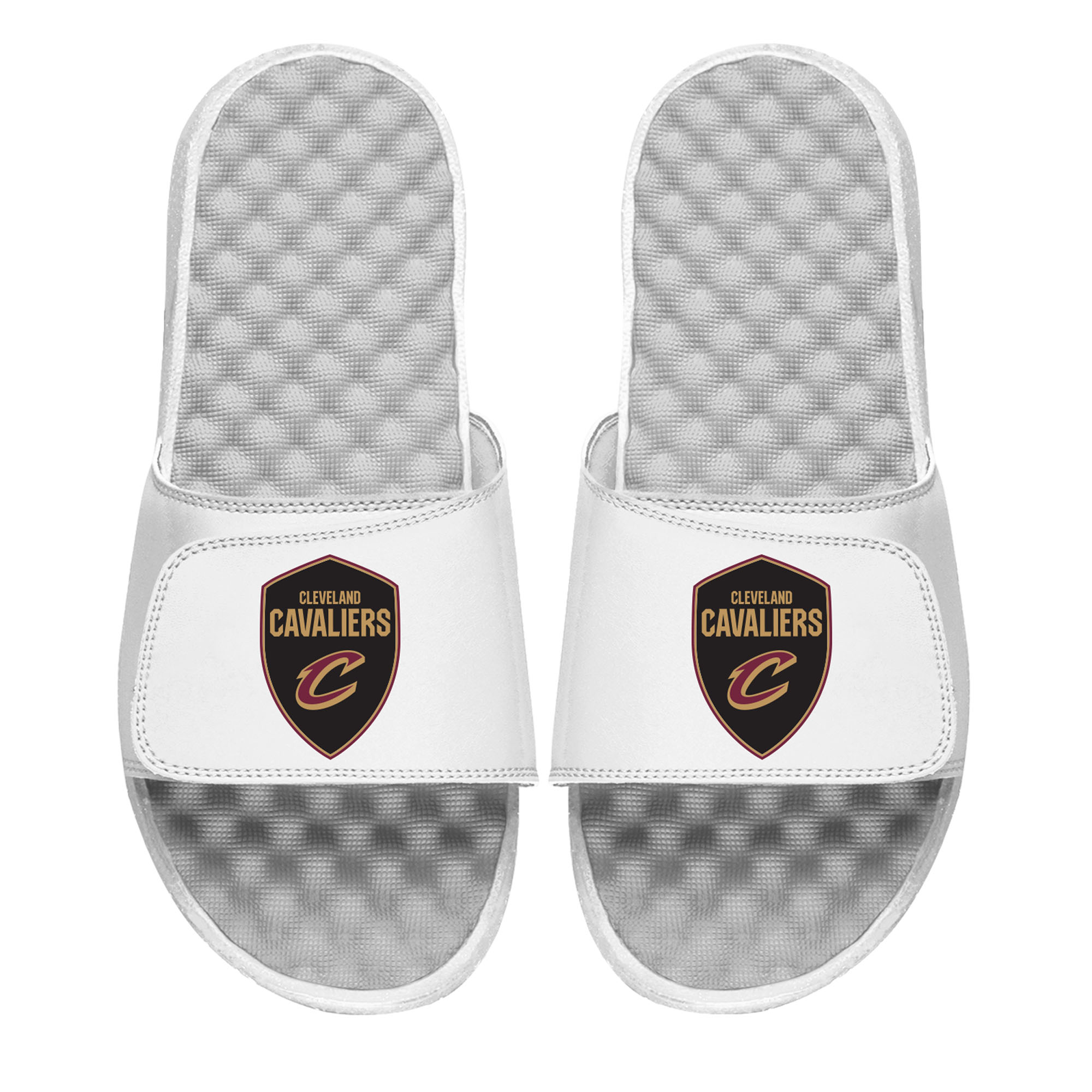 Men's ISlide White Cleveland Cavaliers Shield Slide Sandals