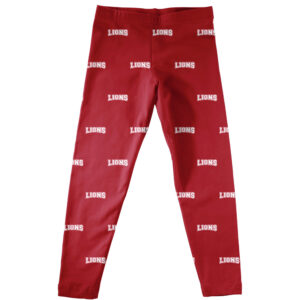 Girls Infant Vive La Fete Red Maroon Marymount Lions All Over Print Leggings