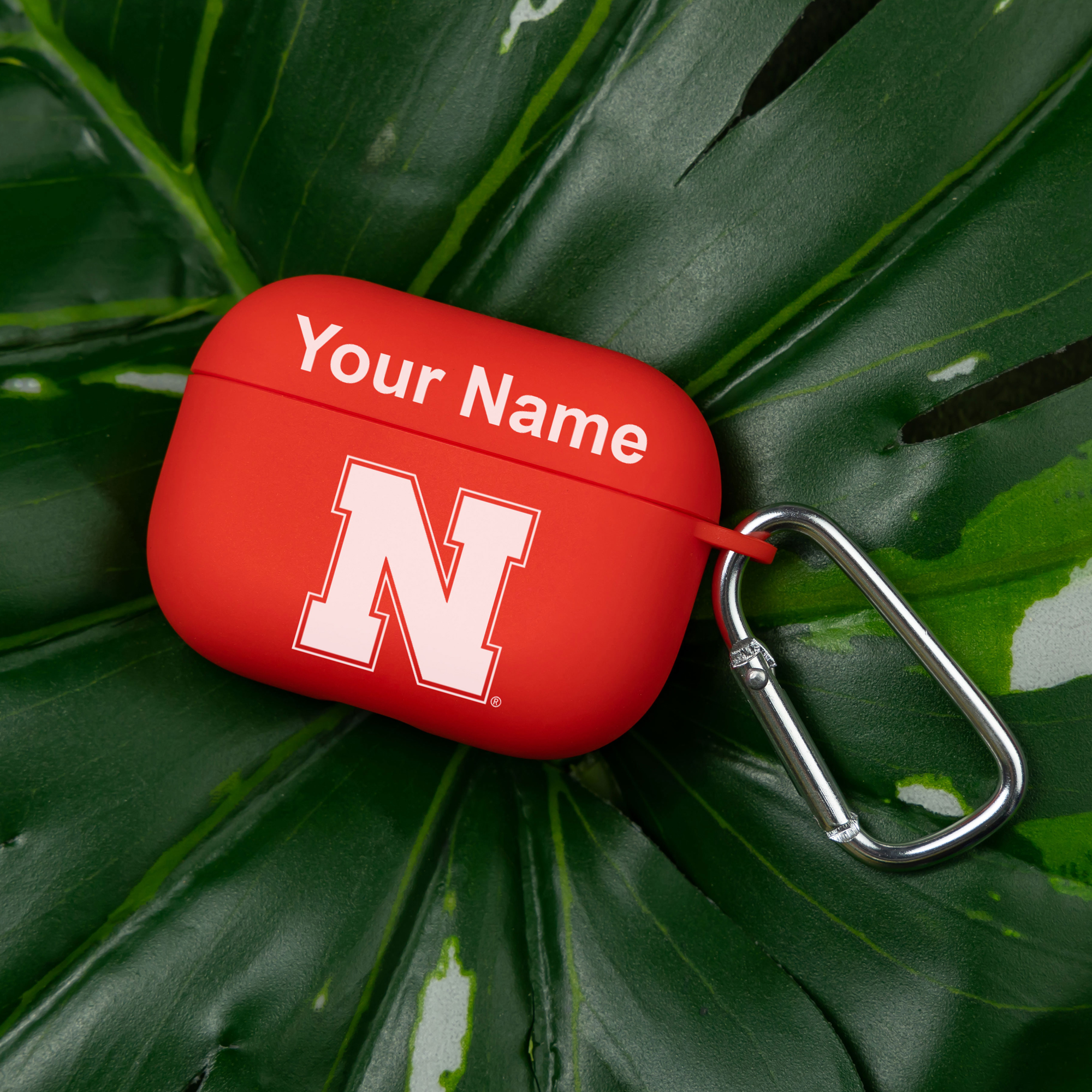Scarlet Nebraska Huskers Personalized AirPods Pro Case Cover - Image 3