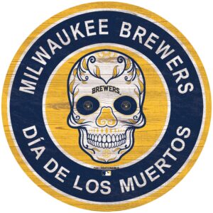 Milwaukee Brewers 12'' Sugar Skull Circle Sign