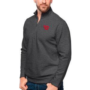 Men's Antigua Heather Charcoal Dayton Flyers Gambit Quarter-Zip Pullover Top