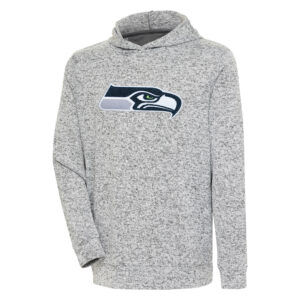 Men's Antigua Heathered Gray Seattle Seahawks Absolute Chenille Pullover Hoodie