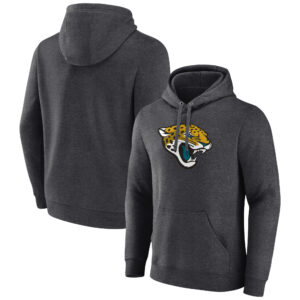 Men's Charcoal Jacksonville Jaguars Primary Team Logo Fitted Pullover Hoodie