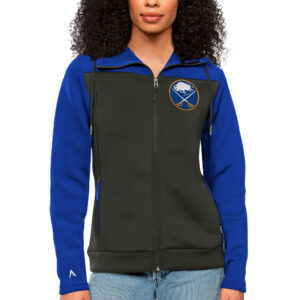 Women's Antigua Royal/Charcoal Buffalo Sabres Protect Full-Zip Hoodie