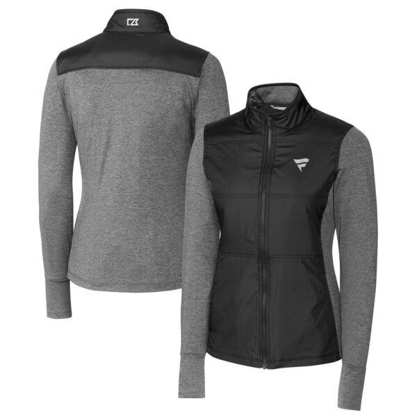 Women's Cutter & Buck Black Fanatics Corporate Stealth Hybrid Quilted Full-Zip Jacket