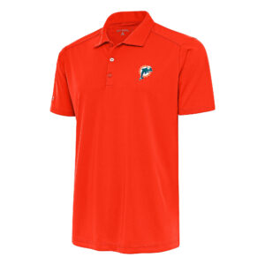 Men's Antigua Orange Miami Dolphins Team Logo Throwback Tribute Polo