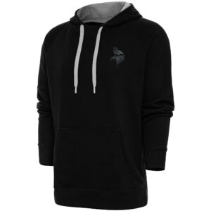 Men's Antigua Black Minnesota Vikings Tonal Logo Victory Pullover Hoodie
