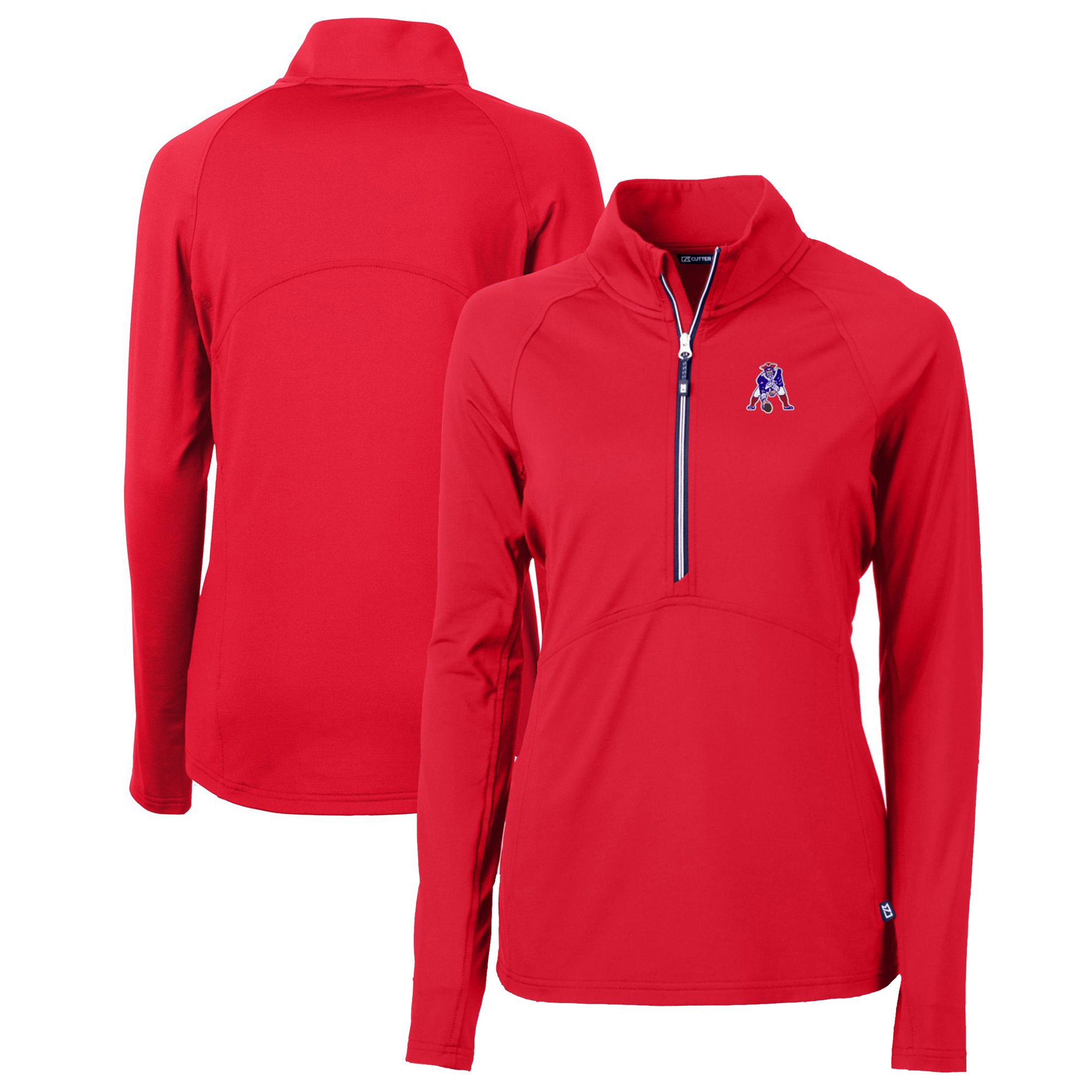 Women's Cutter & Buck Red New England Patriots Throwback Logo Adapt Eco Knit Stretch Recycled Half-Zip Pullover Top - Image 2