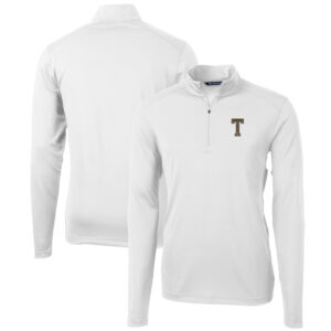 Men's Cutter & Buck White Georgia Tech Yellow Jackets Team Big & Tall Virtue Eco Pique Recycled Quarter-Zip Pullover Top