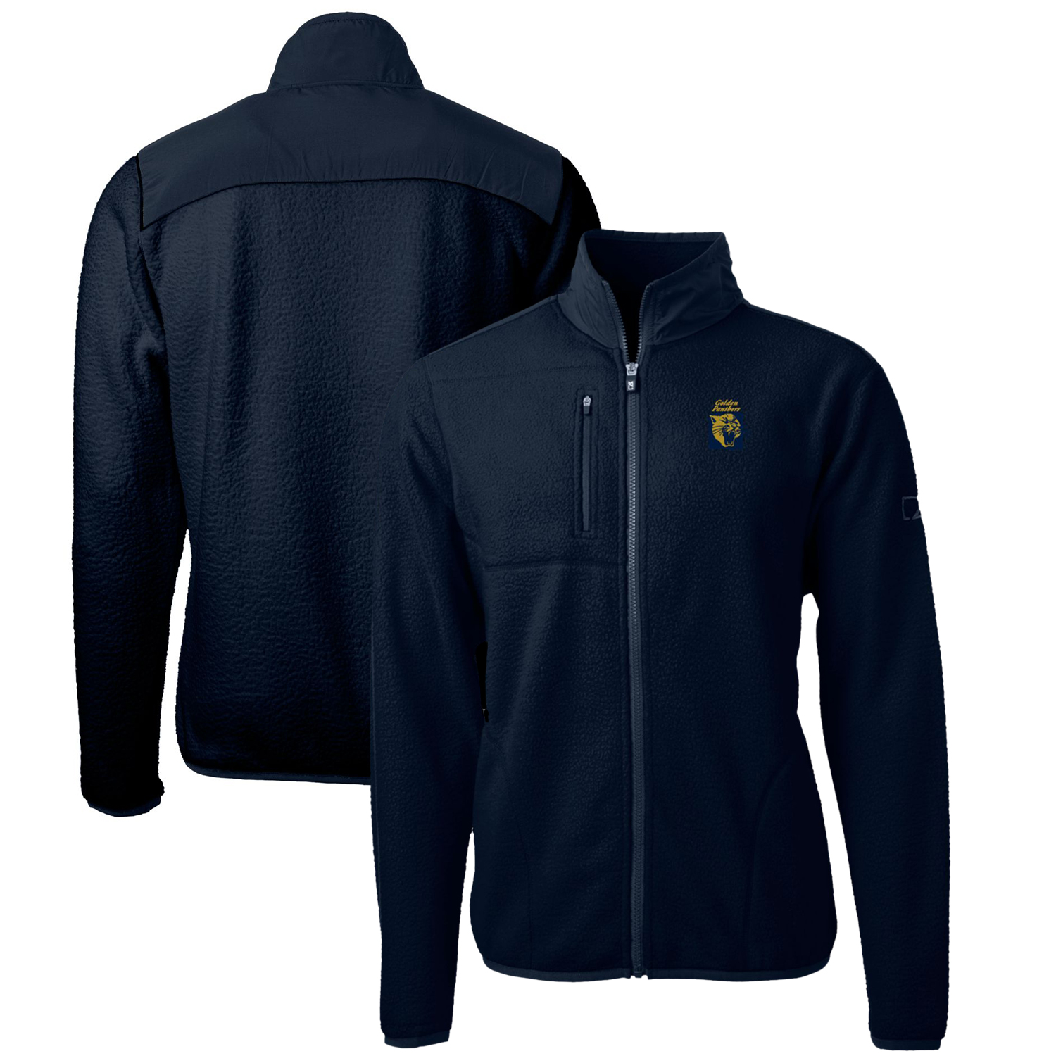 Men's Cutter & Buck Navy FIU Panthers Cascade Eco Sherpa Fleece Full-Zip Jacket - Image 2