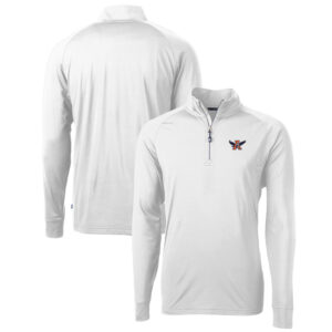 Men's Cutter & Buck White Auburn Tigers Adapt Eco Knit Stretch Recycled Quarter-Zip Pullover Top