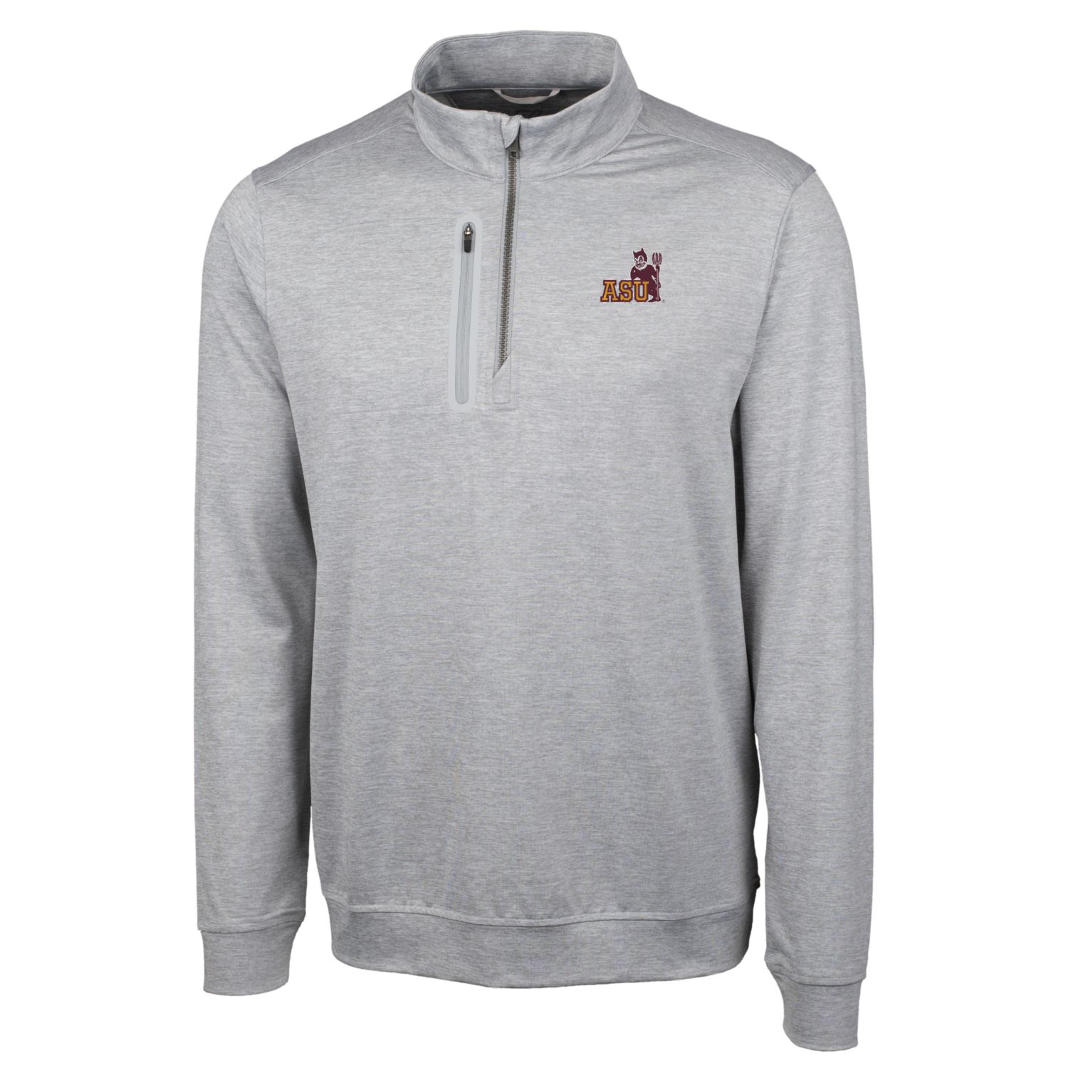 Men's Cutter & Buck Gray Arizona State Sun Devils Heathered Vault Stealth Quarter-Zip Pullover Top - Image 3