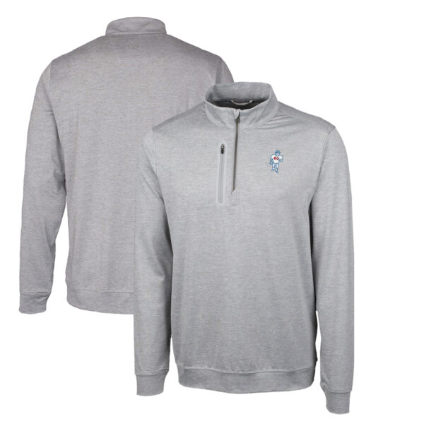Men's Cutter & Buck Gray Houston Oilers Stealth Heathered Big & Tall Throwback Logo Quarter-Zip Pullover Top