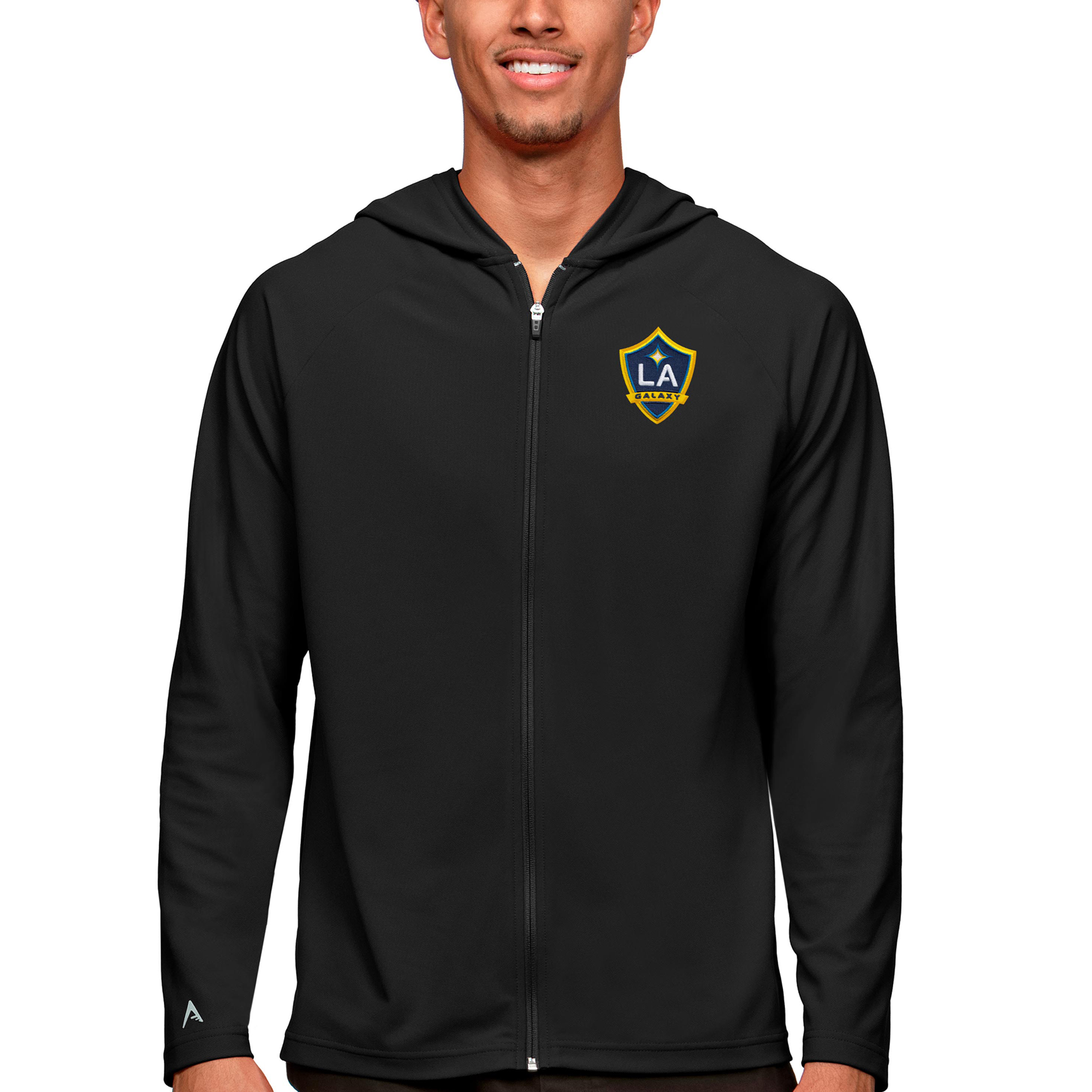 Men's Antigua Black LA Galaxy Primary Team Logo Legacy Full-Zip Hoodie