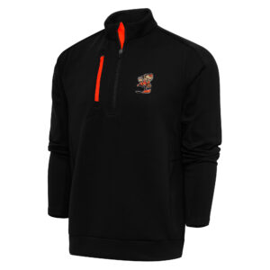 Men's Antigua Black Cleveland Browns Team Logo Generation Quarter-Zip Pullover Jacket