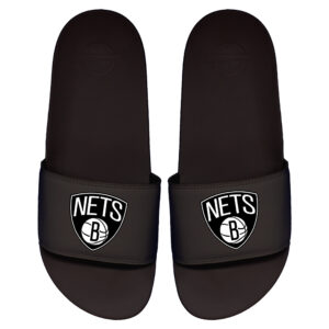 Men's ISlide Black Brooklyn Nets Primary Logo Motto Slide Sandals