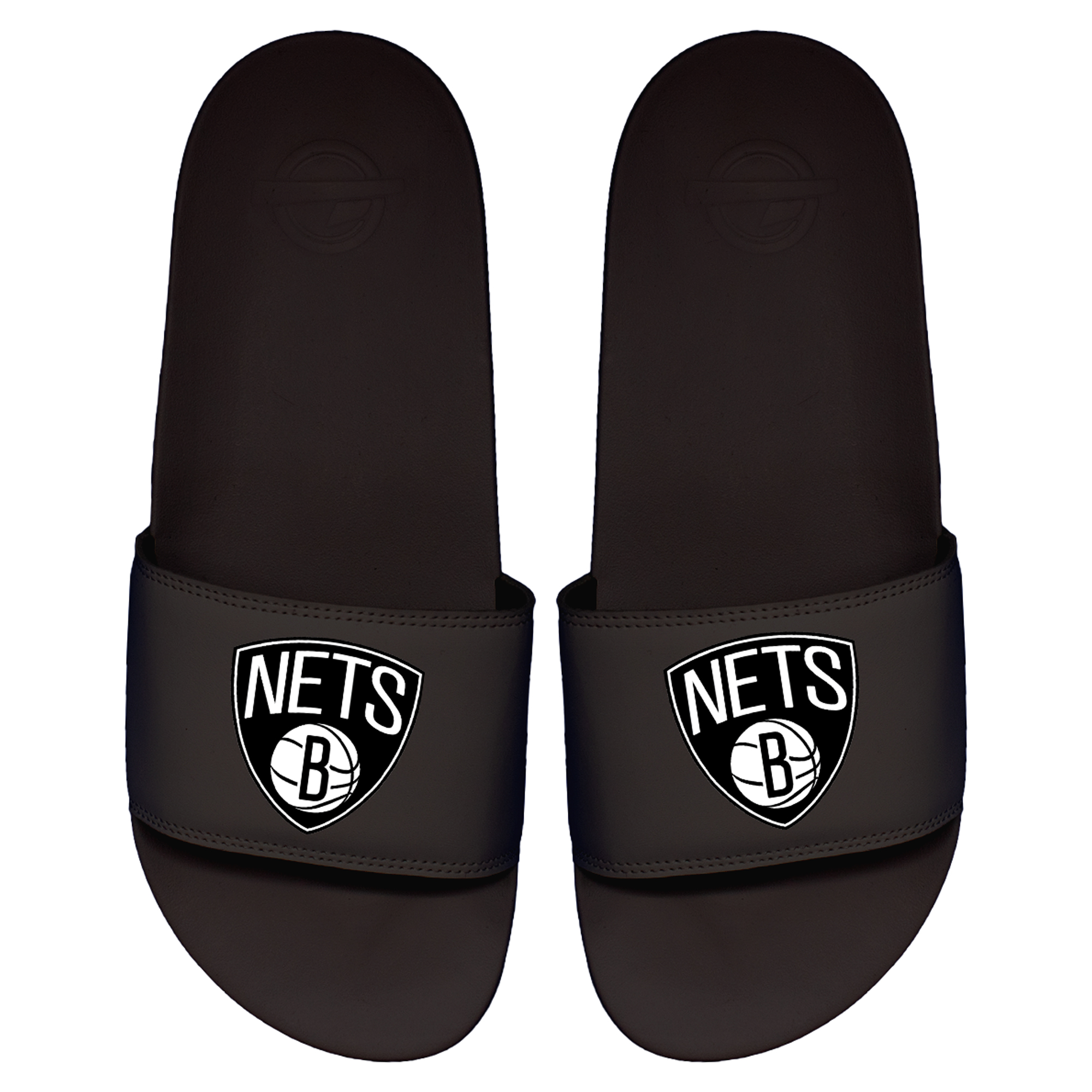 Men's ISlide Black Brooklyn Nets Primary Logo Motto Slide Sandals