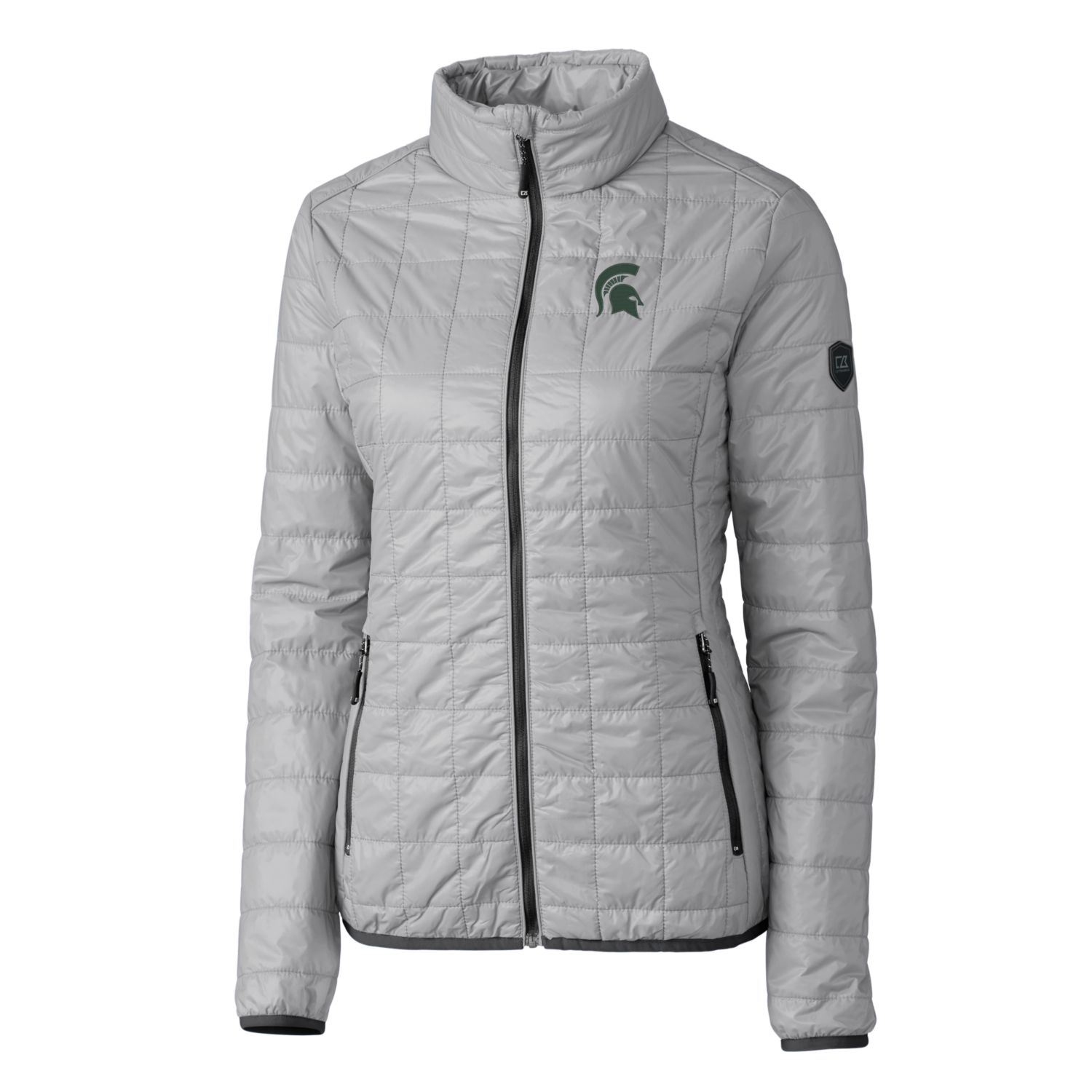 Women's Cutter & Buck Gray Michigan State Spartans Rainier Eco Insulated Puffer Full-Zip Jacket - Image 3