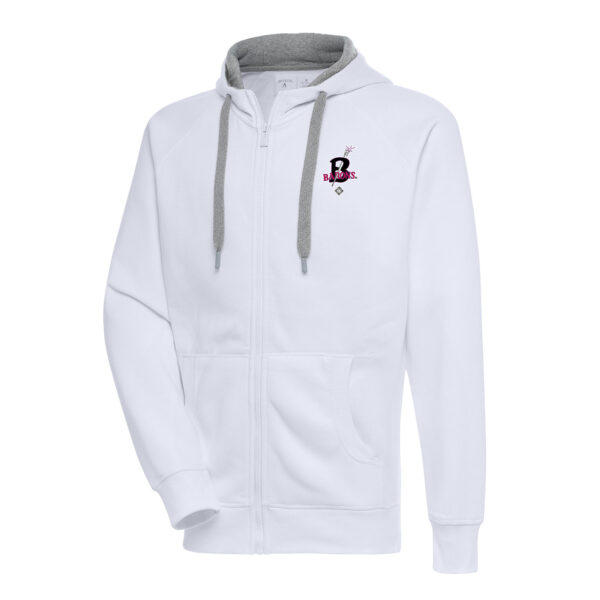 Men's Antigua White Birmingham Black Barons Victory Full-Zip Hoodie